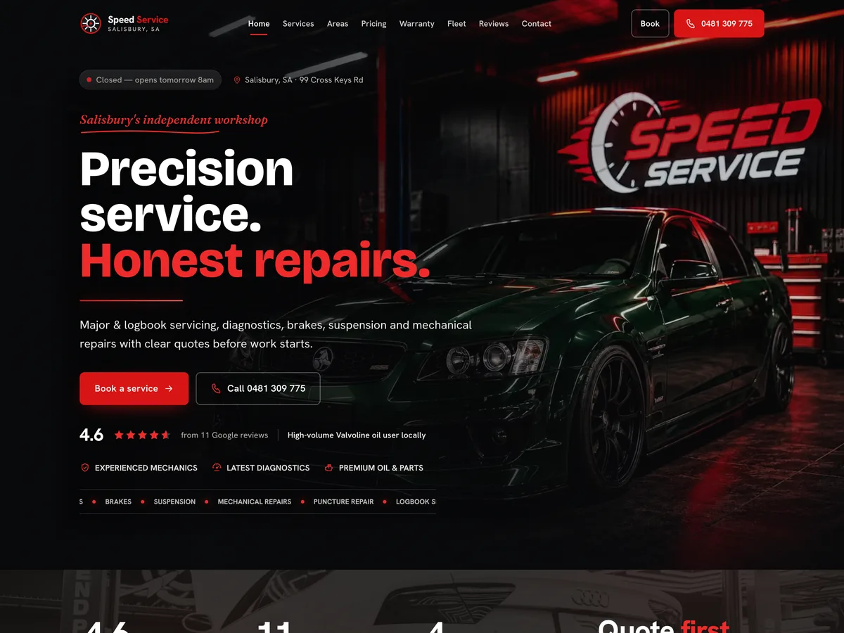 The Speed Service website