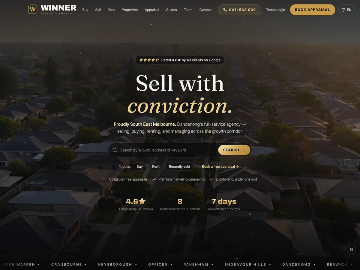 The Winner Estate Agents website